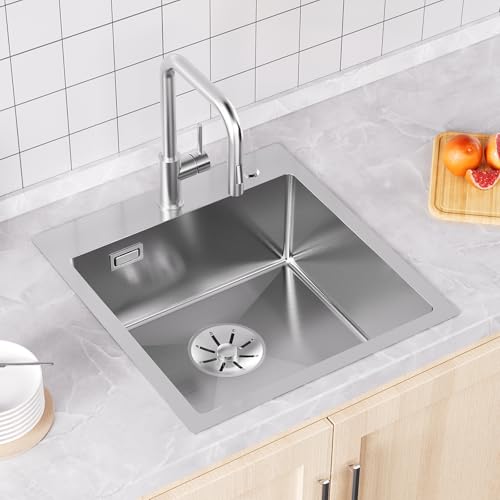 Sofetiy Lavandino Cucina 45x48cm, Lavello Cucina 1 Vasca in Acciaio