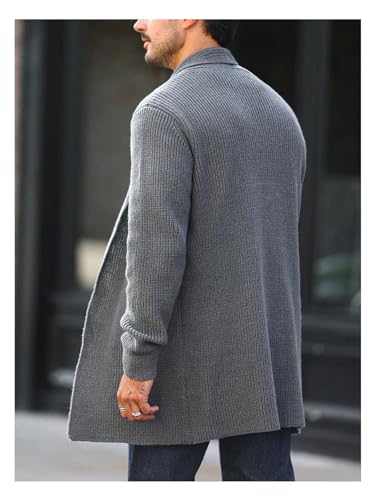 Floerns Men's Long Sleeve Knitwear Outdoor Shawl Collar Open Front Cardigan Sweater2