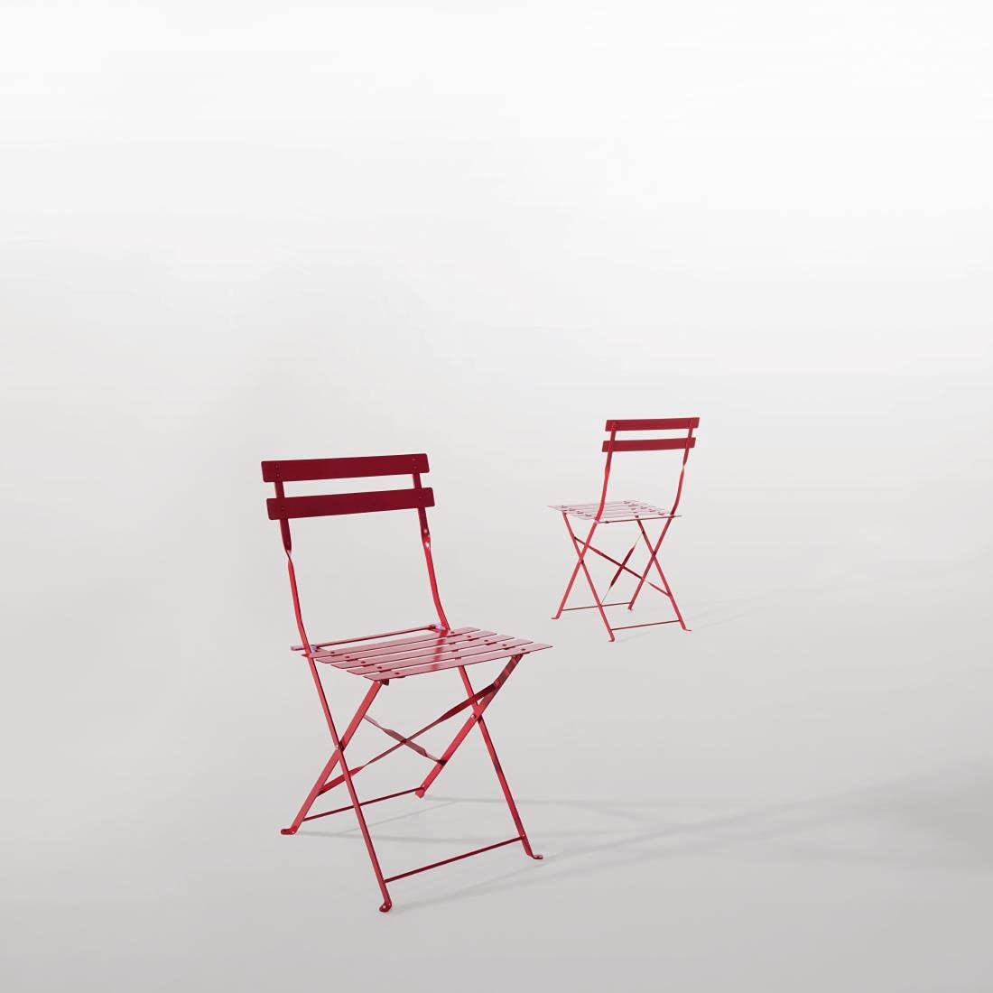 Bolero klappbare Terrassenstühle Stahl rot, 800(H) x 387(W) x 471(D)mm
