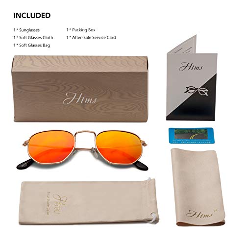 Image of Hipster Hexagonal Polarized Sunglasses Men Women Geometric Square Small Vintage Metal Frame Retro Shade Glasses