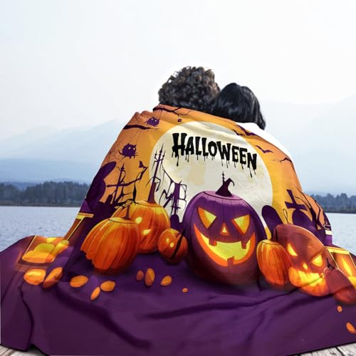Plaid Halloween grand format couverture lit 220x240 citrouille araignée - 4