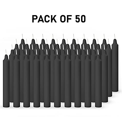 Image of AuraDecor Pack of 50 Stick Candles || Especially Meant for Healing, Chakras, Ritual Candles, Decoration, Lighting, Home Decor || Burning Time 3 to 4 Hours Each (Black), Paraffin Wax