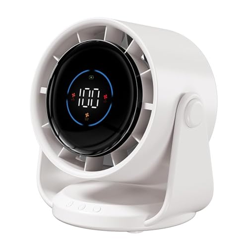 PUSHI Store - Ventilador de oficina, 5000 mAh, pantalla LED, 1 – 199 velocidades y cabezal giratorio de 105 °, ventilador de pared potente flujo de aire para oficina y hogar, dormitorio, cocina