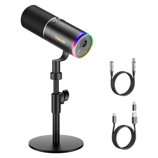 TONOR XLR/USB Micrófono Dinamico, Microfono PC con RGB para Podcast Creadores de Contenido, Botón Silencioso, Enchufe de Auriculares, Micrófono Voz Humana Metal para Live Streaming, Mac PS4/5 TD520S
