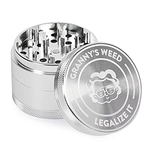 Granny‘s Premium Aluminium Grinder | ∅ 63 mm | 4-teilig | inkl. Pollenschieber | Kräutermühle in Silber & weiteren…