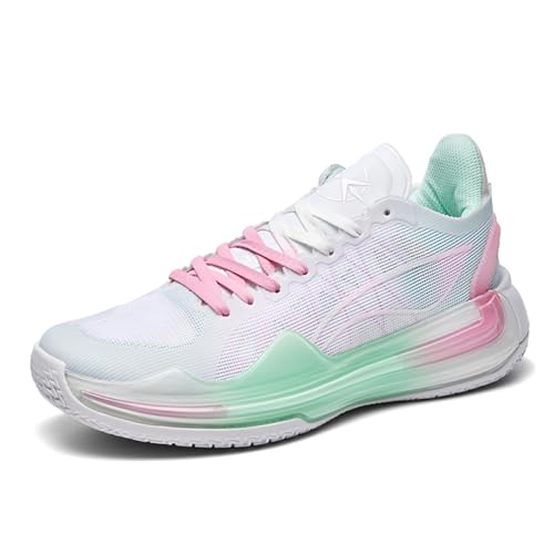 Solastride Unisex Basketball Shoes Shock-Absorbing Wear-Resistant Anti Slip Couple Outdoor Sports Training Shoes(White,39 EU)