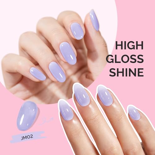 Image of MelodySusie Jeweliver Gel Nail Polish, 0.5Fl Oz Light Purple Jelly Gel Polish Sheer Translucent Nude Soak Off UV LED Light Cure Spring Summer Colors Manicure Nail Art DIY at Home JM02