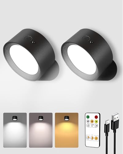 LED Wall Mounted Lights, Rechargeable Wall Sconces Lamp, 3 Color ...