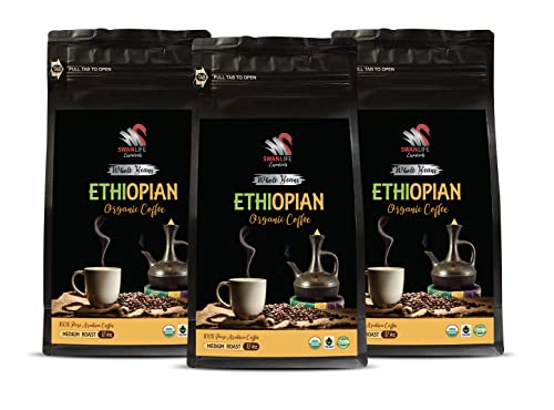 Café en grano etíope orgánico 3 bolsas 36 oz