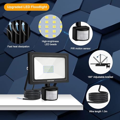 MEIKEE Security Lights with Motion Sensor 25W PIR Light Super Bright 2100 Lumen LED Sensor Flood Lights Outdoor IP66 Waterproof Daylight White Wall Light Perfect for Garage Garden Forecourt Hallway - Image 2