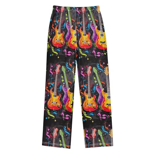 Guitar Long Pajama Pants Elastic Waist PJ Bottoms with Pockets S A1101362