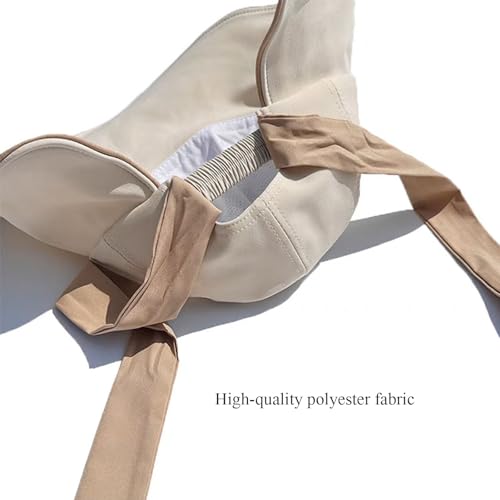 huablo Wide Brim Hats for Woman Foldable Hats Sun Hats for Women uv Protection Bowknot Fishing hat Adjustable hat with Ponytail Hole Beige - Image 3