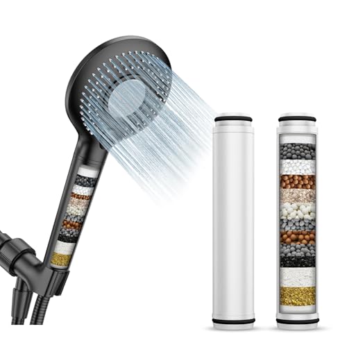 Cabezal de Ducha Filtrado FEELSO de 3 Modos con Maneral y 2 Filtros de Repuesto, Negro Mate miniatura 1