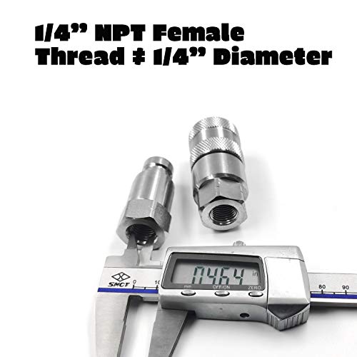 1/4" Npt Thread 1/4" Body Size Flat Face Hydraulic Quick Disconnect Coupler Coupling Set With Dust Caps #TOP3