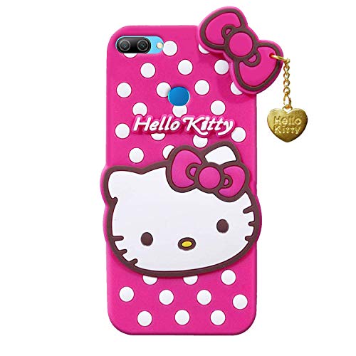 Image of Unirock Hello Kitty Back Case Cover for Honor 9N| 3D Cute Hello Kitty Case |Soft Silicone Rubber Back Cover with Pendant Kitty Cover for Honor 9N (Pink)