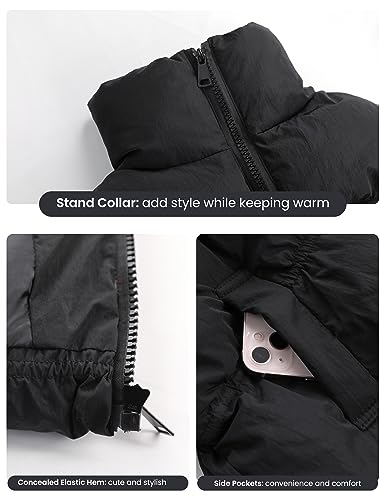 UANEO Womens Cropped Puffer Vest Zip Up Stand Collar Sleeveless Padded Cropped Vest2