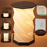Glassura Lámpara LED recargable sin cables – Diseño origami plegable decorativo con luz cálida – Ideal para mesita de noche y mesa – Lámpara inalámbrica portátil para hogar, viajes y regalo