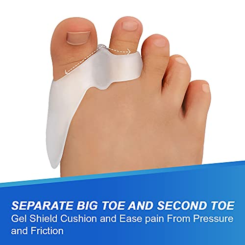 Bukihome Upgraded Pack of 10 Bunion Cushions Protectors, Sport Bunion Pad & Toe Spacer set, Bunion Corrector with Separator for Big Toe, Bunion Relief with Gel Shield for Men & Women (transparent)