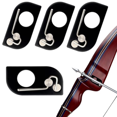 Asofelk Arrow Rest for Recurve Bow, 4PCS Metal Arrow Rest Black Recurve Bow Arrow Rest, Recurve Bow Accessories for Hunting Shooting Targeting, Adhesive Back Hunting Shooting Targeting Accessory