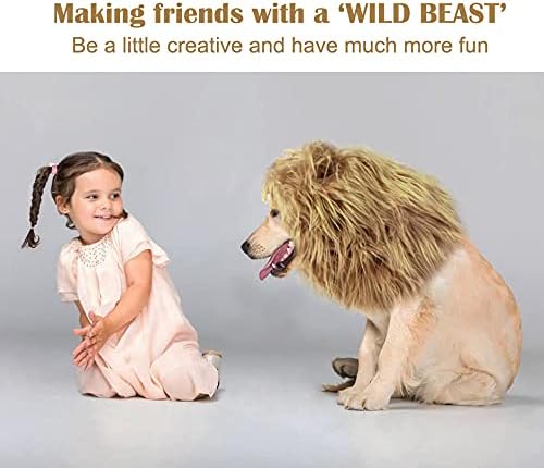 Onmygogo Lion Mane Wig for Dogs with Ears, Funny Pet Costumes for Halloween Christmas thumbnail