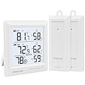 Indoor Outdoor Thermometer Wireless, High Precision Indoor Thermometer Hygrometer with 2 Sensors 330ft Range, Digital Display Room Thermometer, Weather Thermometer Temperature Humidity Monitor