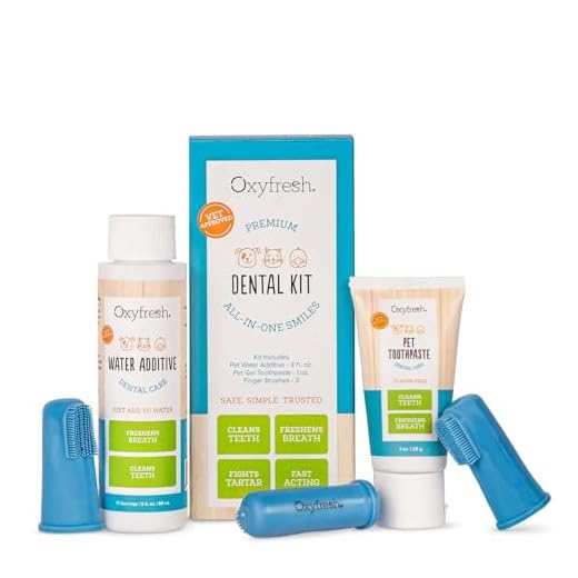 Oxyfresh Premium Pet Dental Kit for Dogs & Cats – Easy Solution for Pet Fresh Breath, Clean Teeth, Control Plaque & Tartar – Vet Formulated Pet Toothpaste, 1oz + Water Additive, 3oz Kit