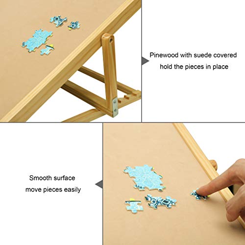 Becko Adjustable Wooden Puzzle Board Jigsaw Puzzle Plateau Puzzle Board with Easel for Adults and Kids for Puzzles Up to 1000 Pieces - Thumbnail 2