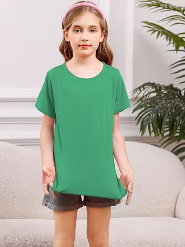 Girls Short Sleeve T Shirts Loose Fit Curve Hem Tunic Tops 5-14 Years4