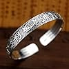 Vintage 999 Pure Silver Feng Shui Bracelet, Six-Character Mantra Pixiu Heart Sutra, Tibetan Buddhist Wealth & Luck Amulet, Adjustable for Men & Women(Lo-Tus C) #1