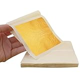 KINNO Edible Gold Leaf Sheets,24K Yellow Real Gold for Makeup, Spa, Crafts, Gilding, Art, Bakery Food and Drink Decorations- Cake, Dessert, Coffee or Wine (9.33 cm)