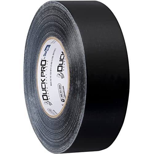 Image of Duck Pro by Shurtape Professional Grade, Co-Extruded Cloth Duct Tape for HVAC, Insulation and Housing Assembly, 48mm x 60yd, 10.0 mil, Black, 1 Roll (105475)