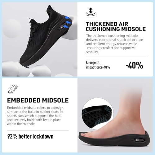 Image of Wide Toe Box Shoes Women Slip on Sneakers with Arch Support, Extra Wide Width Comfort Walking Shoes for Plantar Fasciitis, Zero Drop Cushion Tennis Gym Shoes