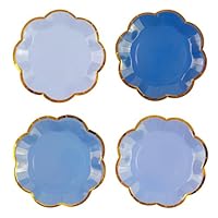 80 Blaue Pappteller, 17,8 Cm – Farbverlauf In 4 Blautönen, Für Geburtstag, Hochzeit, Babyparty & Sommerfeiern
