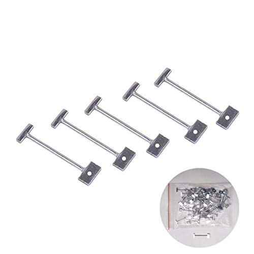 Konren 100 Pcs 1/16" Replacement T-Pins Steel Needles for Flooring Wall Tile Leveling System, Leveler Replaceable Pin Reusable Spare Steel T-Pin Tiling Construction Tools for Builing Walls & Floors