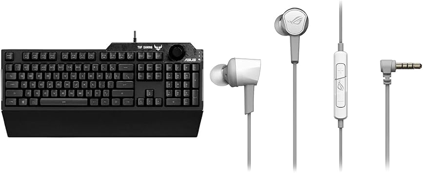 ASUS Gaming Keyboard RA04 TUF Gaming K1/JP + ASUS ROG Cetra II Core Moonlight White PS5/PS4/PC/Switch/Smartphone