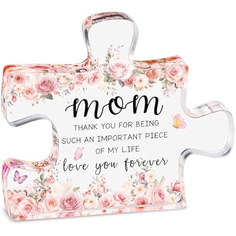 Gifts for Mom from Daughter, Son - Valentines Day Gifts, Christmas, Mothers Day, Birthday Gifts for Mom, Unique Acrylic Block Puzzle Piece Gift, Sentimental Presents for Mother Cover