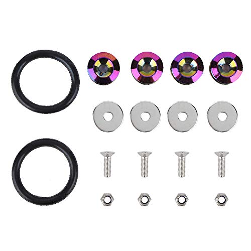 KIMISS Car Aluminum Alloy Fenders/Bumper Washer/Bolt Engine Bay Dress Up Kit (Aluminum Alloy + Rubber)(Multicolor)