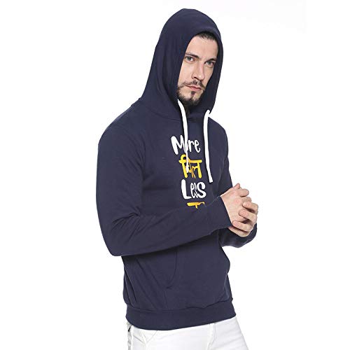 Image of CAHOOT Men Blue Hooded Regular Fit Casual Sweatshirt