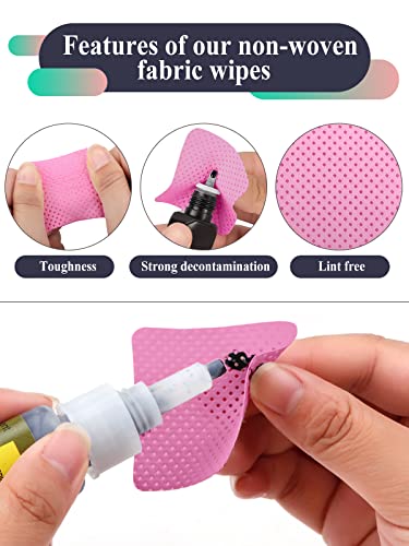 400 Pieces Eyelash Extension Glue Wipes, Lint Free Nail Wipes Eyelash Glue Cleaner Glue Wiping Cloth, Non-Woven Fabric Wipes Removal Tool for Eyelash Extension Glue and Nail Polish Bottle (Pink)