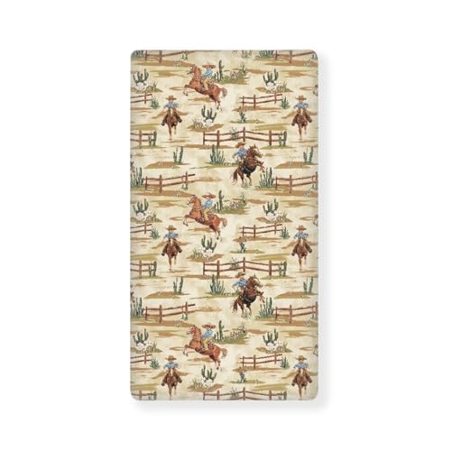 Image of Western Horse Bats Crib Sheets for Baby Boys Cowboy Crib Sheet for Standard Crib Mattress 28 inch x 52 inch Fitted and Soft Breathable Crib Mattress Sheet