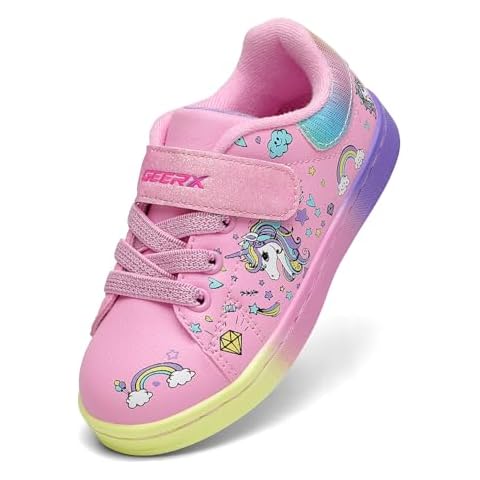 GEERX Kids Shoes Girls Toddler Sneakers Casual Lightweight Comfortable Unicorn Walking Shoes (Infant/Toddler/Little Kid) Pink Blue Size 10 Cover