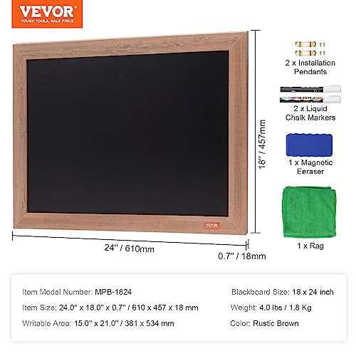 Vevor Magnetic Chalk Board, Hanging Message Signs With Chalks & Eraser, Vintage Wooden Chalkboard Sign, Rustic Brown Framed Calendar And Bulletin Combo Boards, 18"X24", Kitchen, Home Decor, Wedding #TOP6