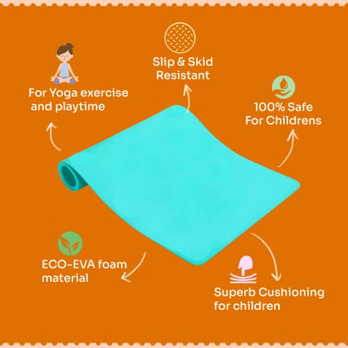 Image of Wiselife 6MM Kids Yoga Mat Play & Exercise | Children Mat With Fun print Games - Playtime For Kids | Extra Thick, Soft, Easy to Fold, Anti Skid, Anti Slip (Turquoise Blue)