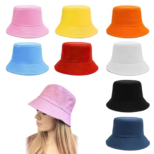 Lotvic 8 Pcs Unisex Bucket Hat, Foldable Summer Sun Hat, UV Prote...