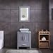 24" Grey Bathroom Vanity Cabinet and Sink Combo Glass Top MDF Wood w/Sink Faucet &Drain Set