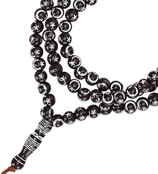 6MM Schwarze Muslimische Gebetskette 99 Stück Religiöser Rosenkranz Versilberte