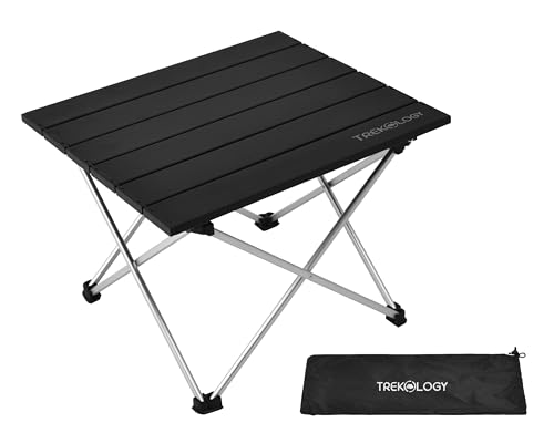 TREKOLOGY Small Camping Table - Beach Table That Fold Up - Lightweight, Foldable, Potable Folding Small Outdoor Table - for Camp, Hiking, Campers & Summer Outing Trip