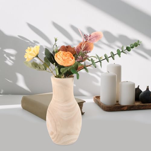 Vase fleurs séchées bois pin beige déco intérieure salon stable résistant