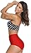 Angerella Polka High Waisted Cute Bikini Swimwear Bathing Suit(BKI031-R1-4XL), Red-Two, US14-16=Tag Size 4XL
