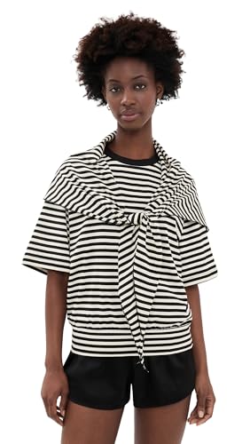 Lioness Women's Olsen Short Sleeve Top, Onyx Stripe, M